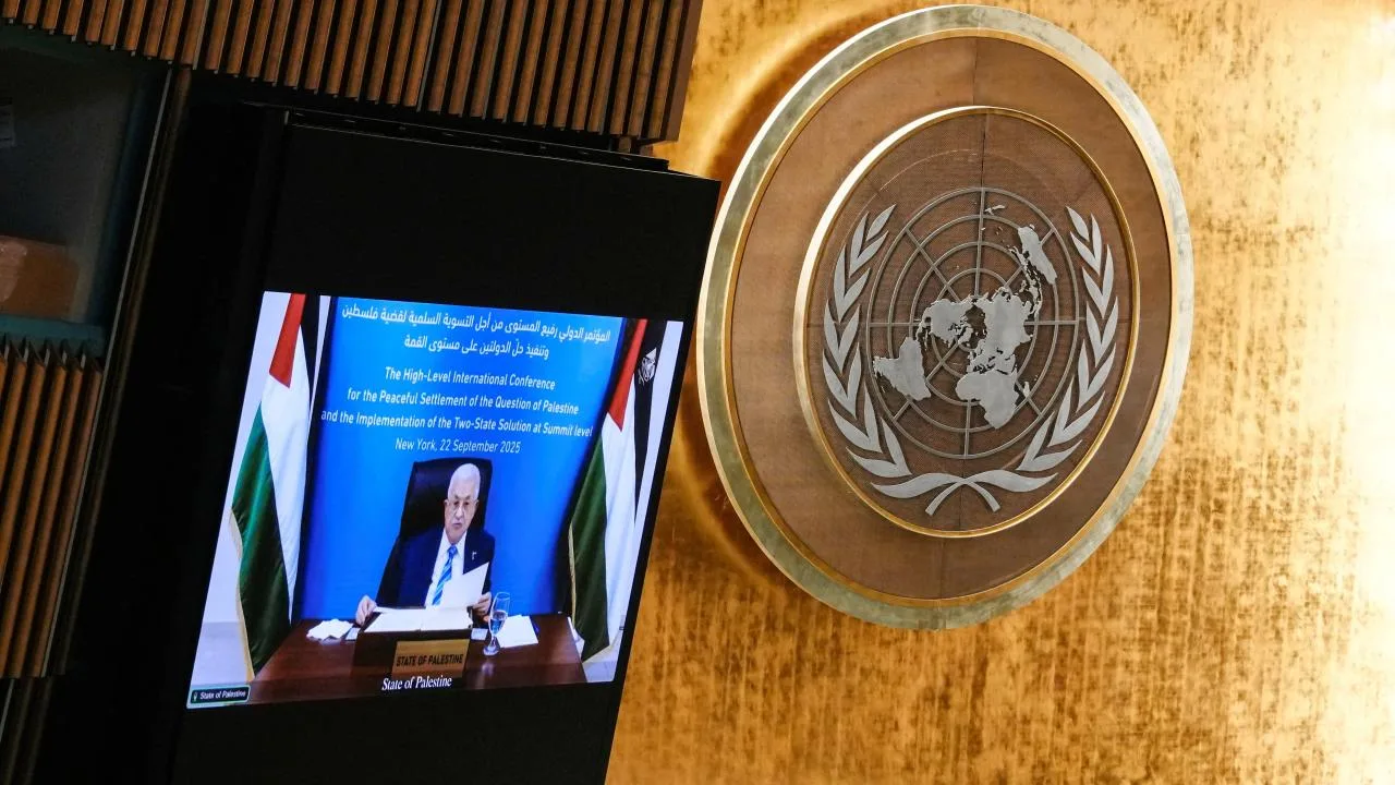Filistin Devleti Başkanı Mahmud Abbas, video bağlantısıyla Birleşmiş Milletler konuşması yaparken