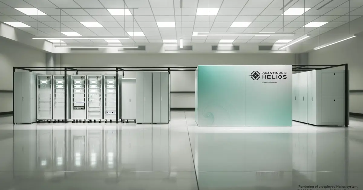 Helios kuantum bilgisayarının tanıtımıyla ilgili başlık ve bilgi görseli
