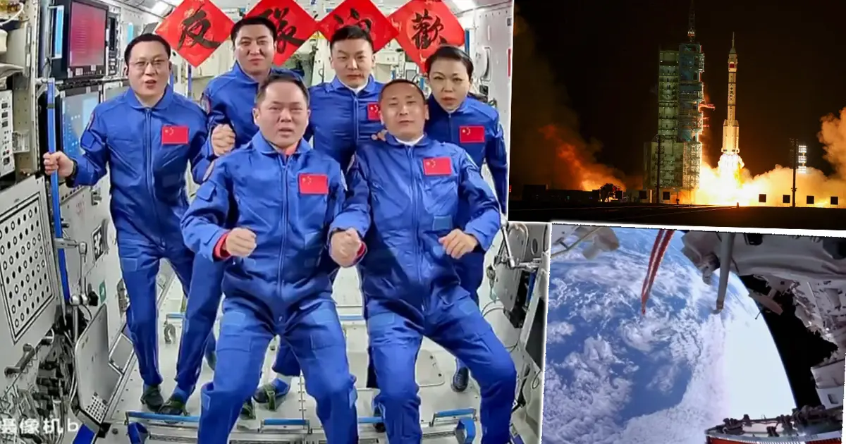 Taykonot ekip Tiengong Uzay İstasyonu'na iniş ve bağlantı işlemleri sırasında çekilmiş fotoğrafı