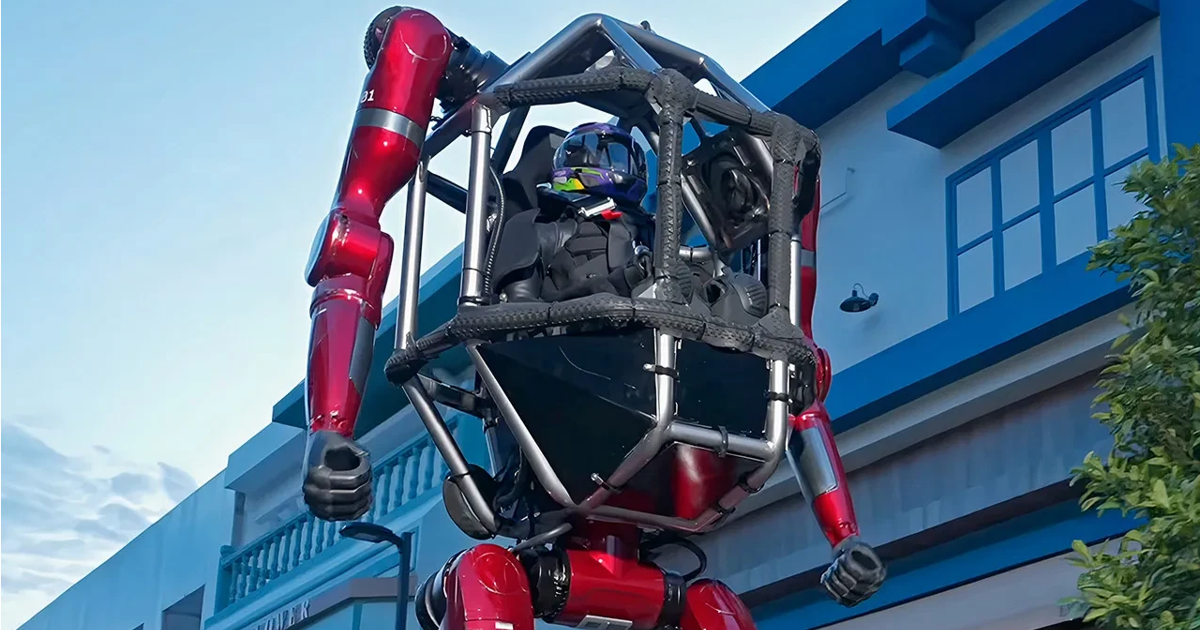 Çinli şirketin hem iş makinesi hem sivil araç olarak tanıttığı dev robotun görüntüsü