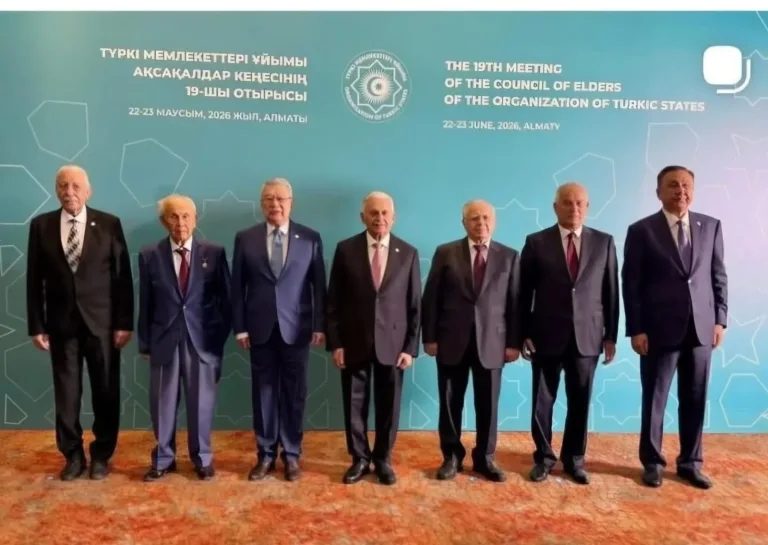 Öksüzoğlu, TDT Aksakallar Konseyi toplantısında konuşuyor.