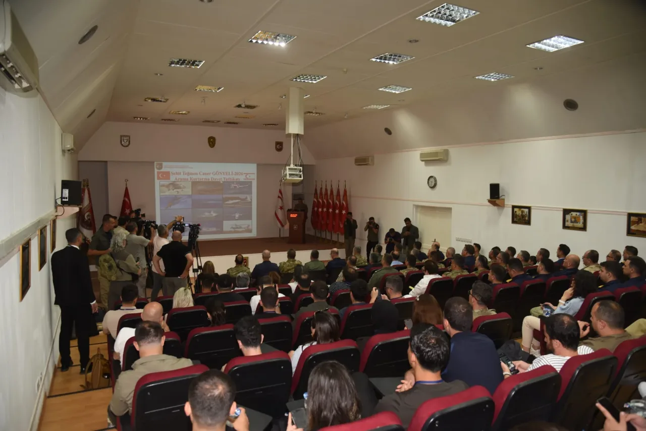Şehit Teğmen Caner Gönyeli-2026 Arama Kurtarma Davet Tatbikatı basın brifinginden yetkililerin konuştuğu an