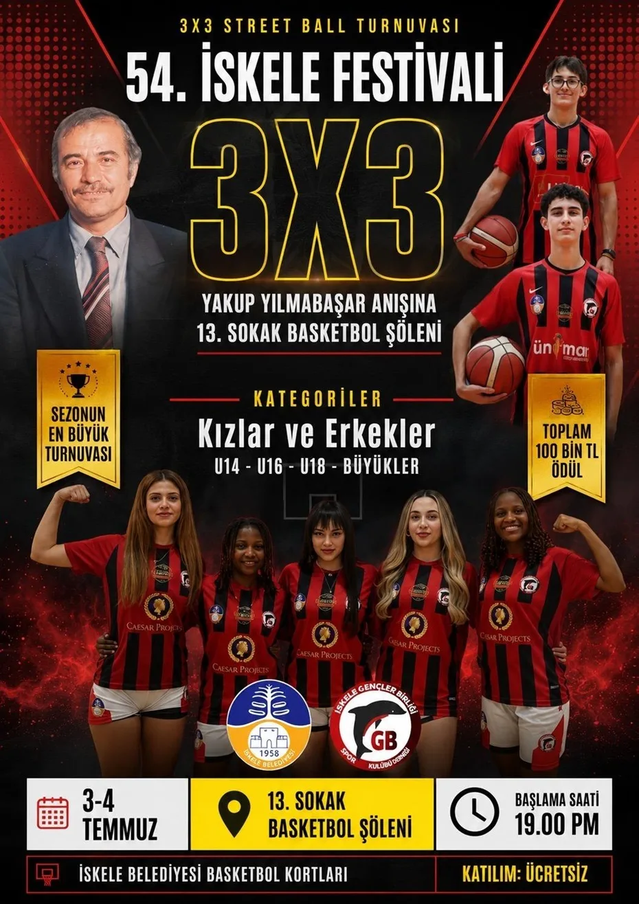13. Sokak Basketbol Şöleni etkinlik afişi: 3-4 Temmuz tarihleri ve etkinlik adıyla görsel