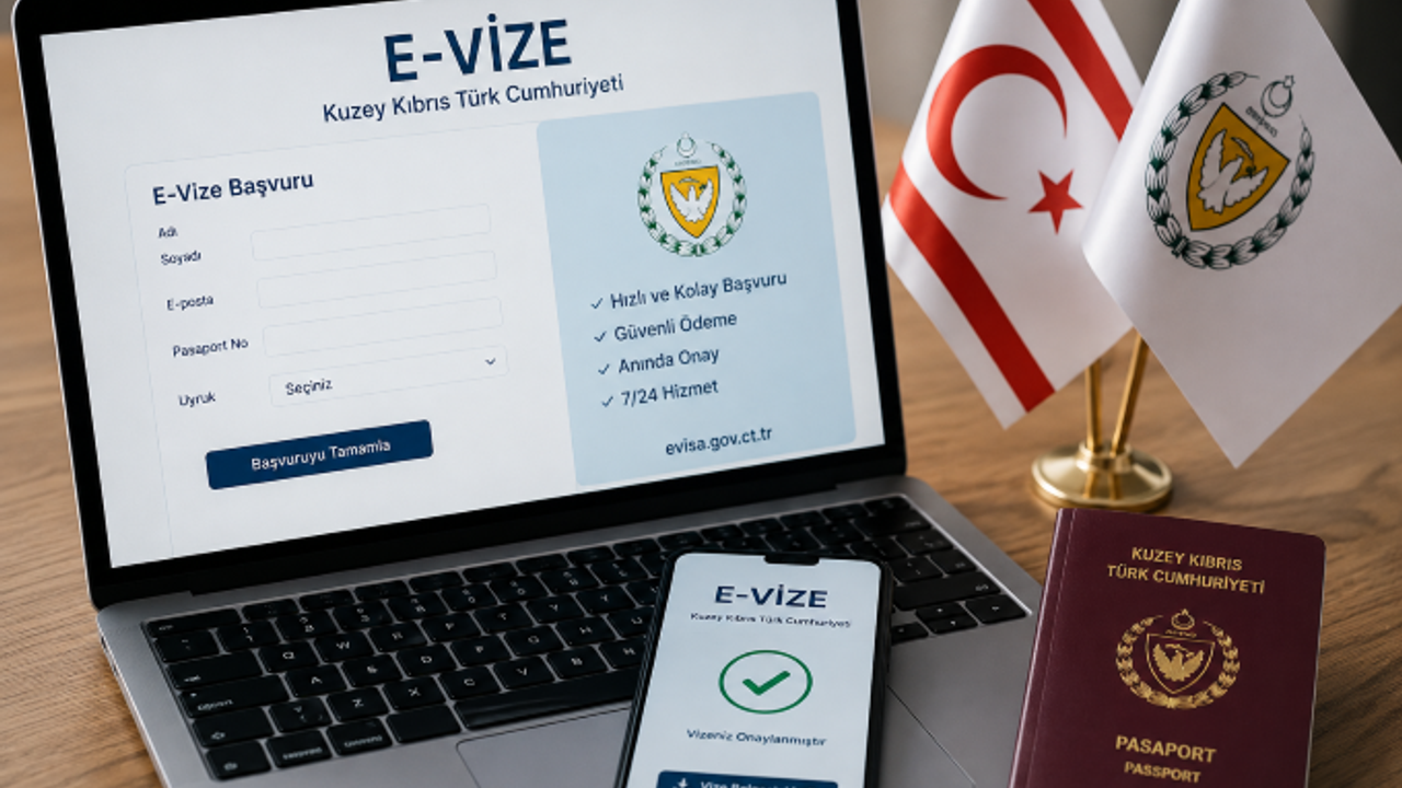 KKTC’ye girişlerde e-vize uygulaması ve ücretlere dair bilgilendirme görseli