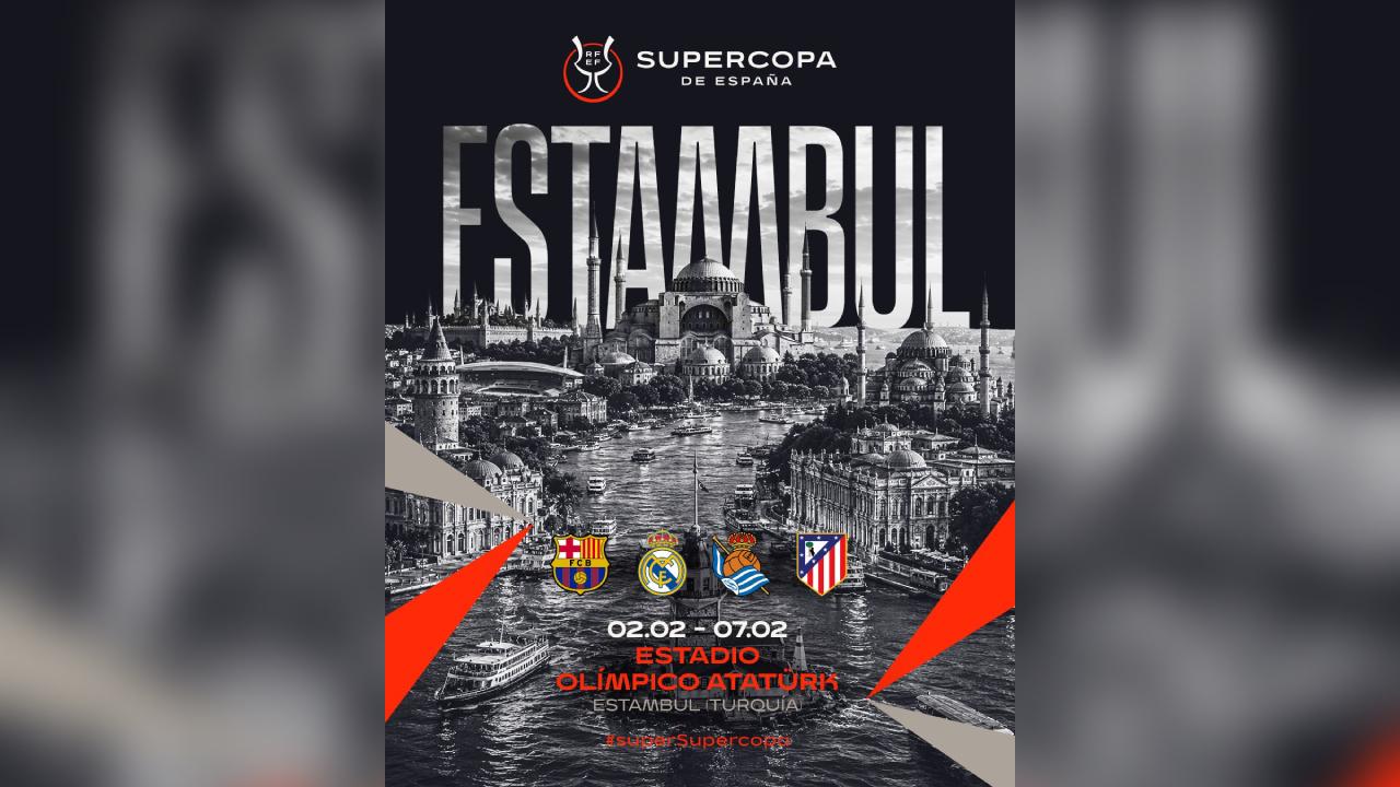 İspanya Süper Kupa ile ilgili haber görseli — İstanbul’da oynanacağı bilgisi vurgulanıyor.