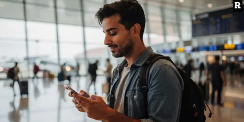 eSIM ve dolaşım faturası kavramlarını temsil eden telefon, sim kart ve fatura ikonlarıyla soyut kompozisyon