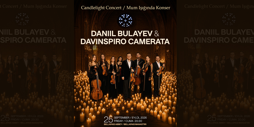 Daniil Bulayev ve Davinspiro Camerata’nın Bellapais’te mum ışığında gerçekleştirdiği konser anı