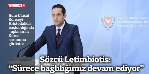 Sözcü Letimbiotis’in söyleşi sırasında konuşurken görüntüsü