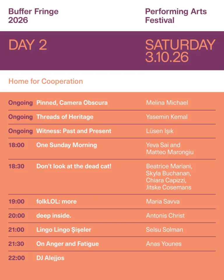 Buffer Fringe Performans Sanatları Festivali afişinde etkinlik tarihi ve başlık bilgisi