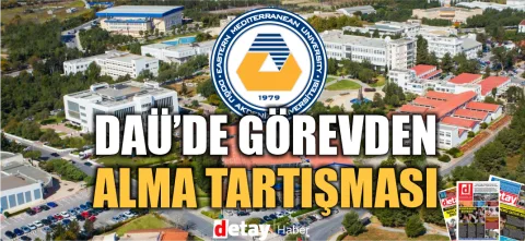 DAÜ-SEN başkanı ile üyeler, bir konuşma veya açıklama yapan bakanın eleştirisini yansıtan toplantı veya basın görüntüsü