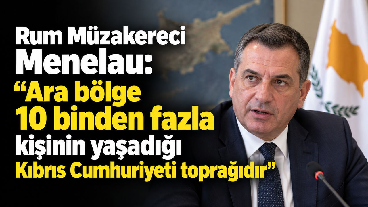 Rum müzakereci Menelau'nun açıklamasını yansıtan haber başlığı için nötr, kısa bir alt metin