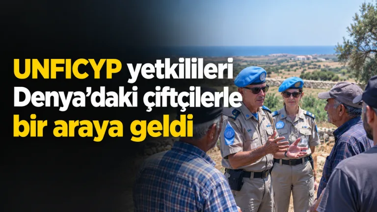 UNFICYP yetkilileri Denya’daki çiftçilerle bir araya gelmiş bir görüşme anı