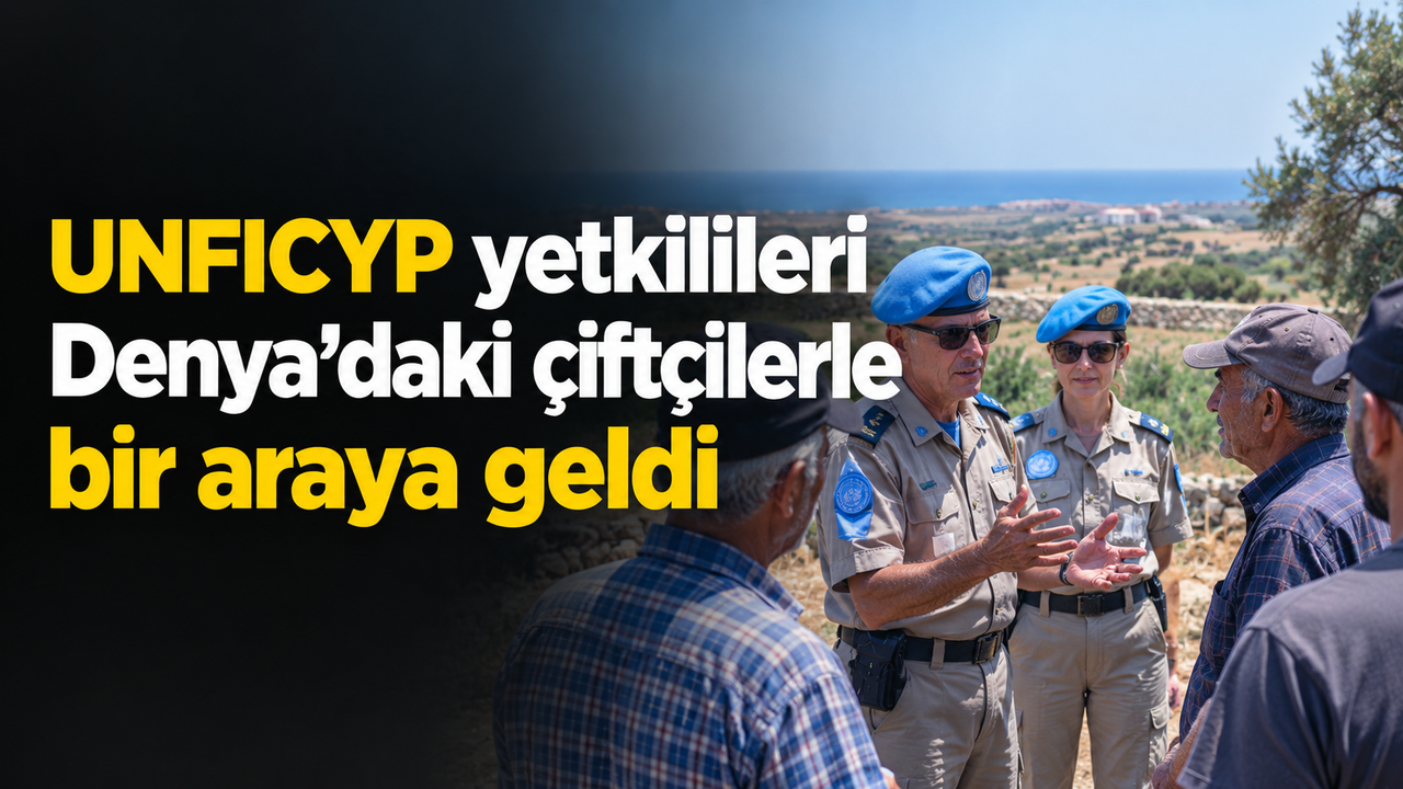 UNFICYP yetkilileri Denya’daki çiftçilerle bir araya gelmiş bir görüşme anı