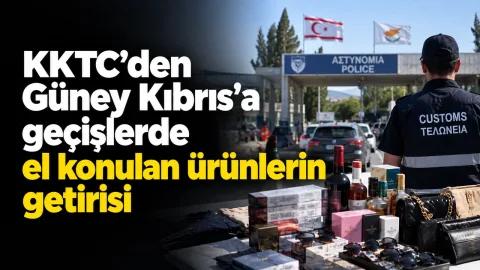 Kuzey Kıbrıs’tan Güney Kıbrıs’a geçenlerde el konulan ürünlerle ilgili ekonomi haber görseli
