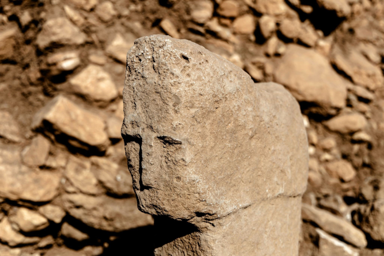 Karahantepe'de 12 bin yıl öncesine ait insan yüzlü dikili taş bulundu