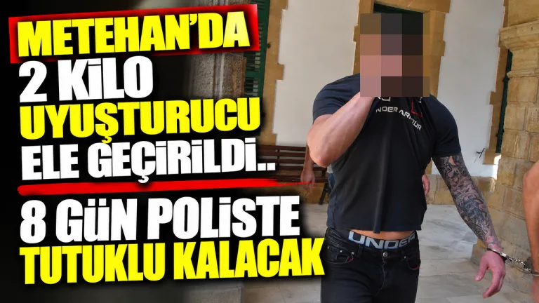 Metehan’da ele geçirilen paketlere konulmuş 2 kilo uyuşturucu maddeler ve polis şeridi