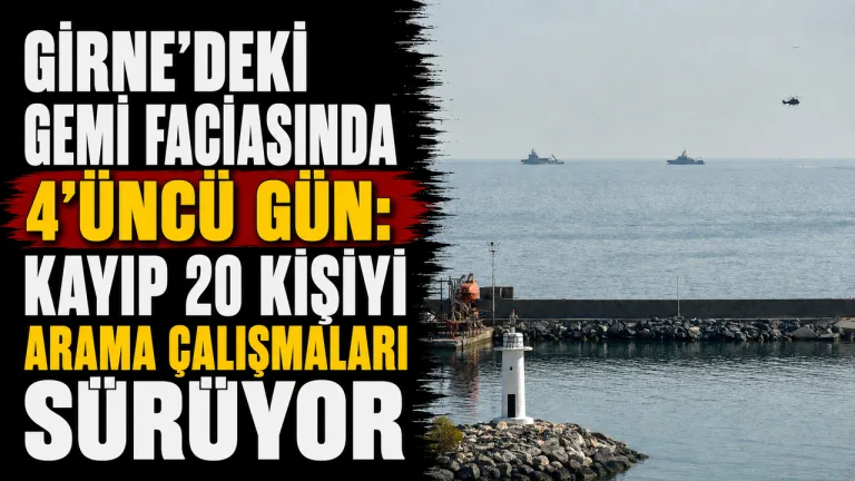 Girne açıklarında kayıp 20 kişiyi arama çalışmalarını gösteren sahil güvenlik ve kurtarma ekipleri