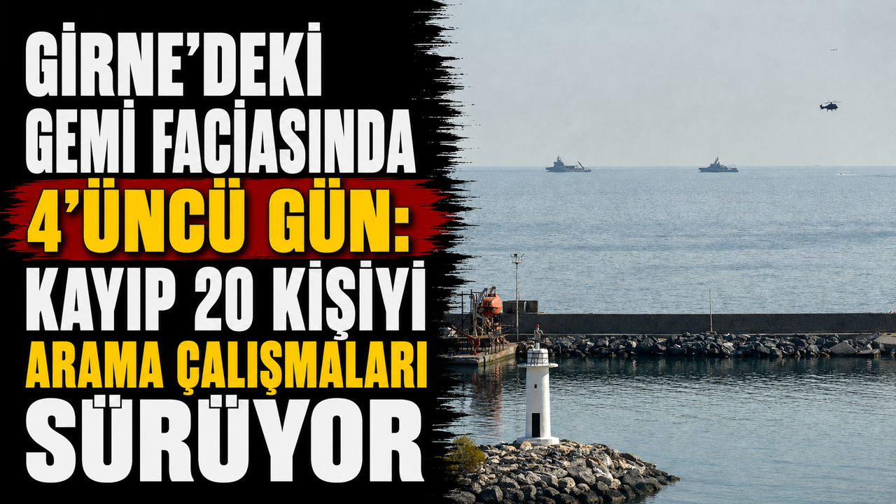 Girne açıklarında kayıp 20 kişiyi arama çalışmalarını gösteren sahil güvenlik ve kurtarma ekipleri