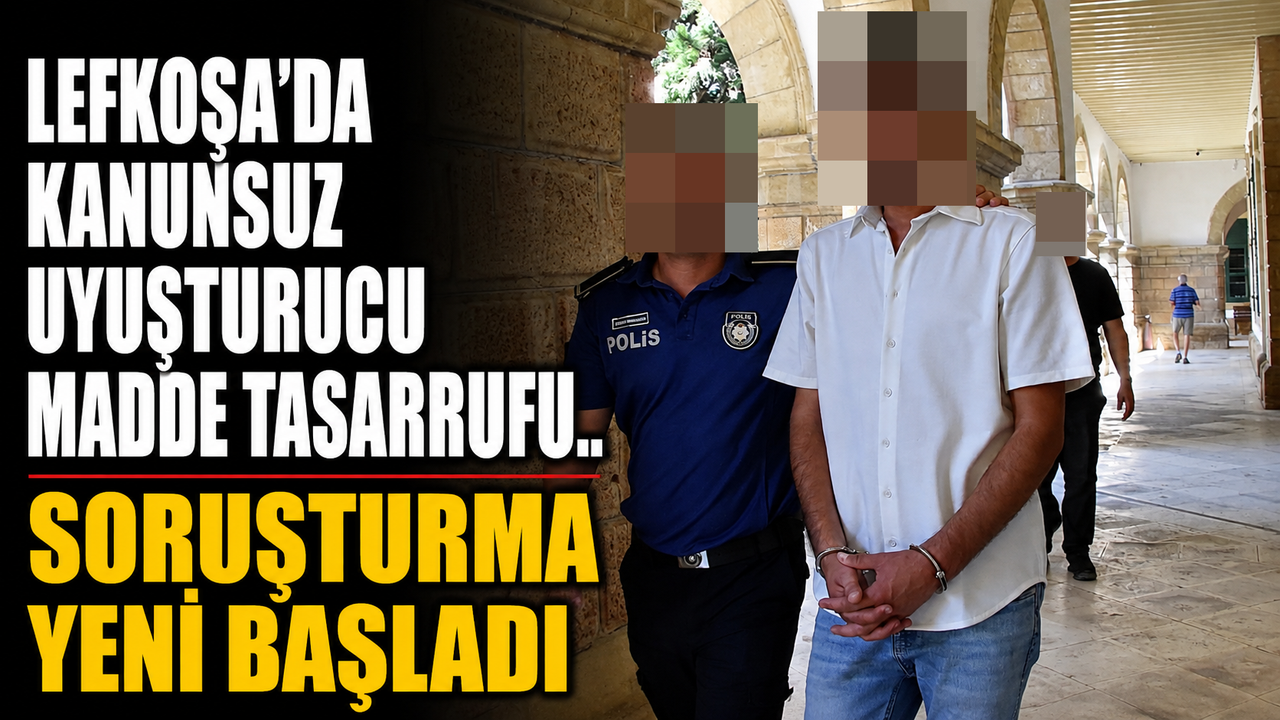 Lefkoşa'da uyuşturucu madde ele geçirildiğini belirten haber için nöbetçi polis veya delil içeren sahne tasvirine işaret eden kısa açıklama