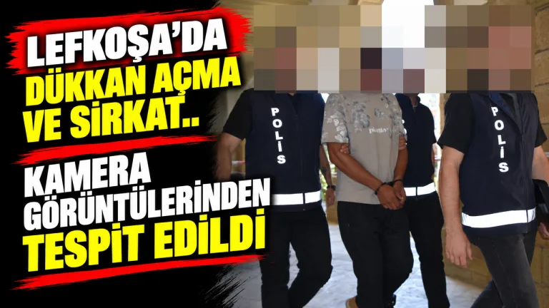 Lefkoşa sokaklarında bir dükkânın ön cephesi, vitrin ve giriş kapısı görünümü