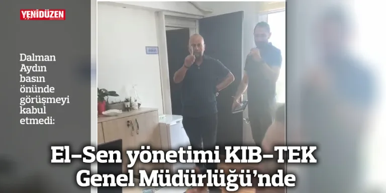 El-Sen yönetimi KIB-TEK Genel Müdürlüğü binası önünde