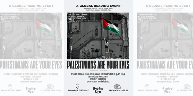 Filistin dayanışmasını vurgulayan 'Palestinians Are Your Eyes' yazılı kampanya görseli