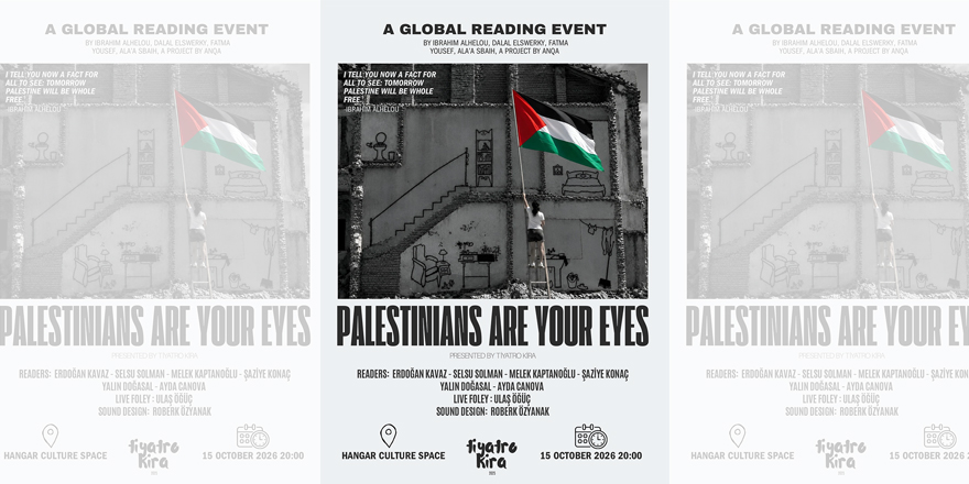 Filistin dayanışmasını vurgulayan 'Palestinians Are Your Eyes' yazılı kampanya görseli