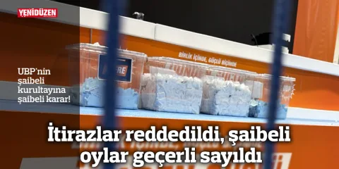 UBP kurultay salonunda kürsü ve konsey üyeleri; atmosfer gergin ve tartışmalı görünüyor