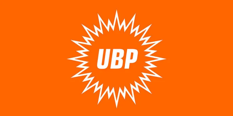 UBP logosu veya parti toplantısına ilişkin, aday belirleme süreciyle ilgili bir kare