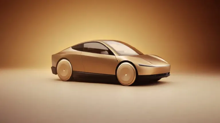 Tesla Cybercab'ın tanıtım veya prototip görüntüsü — yollara çıkış tarihine vurgu yapan sahne