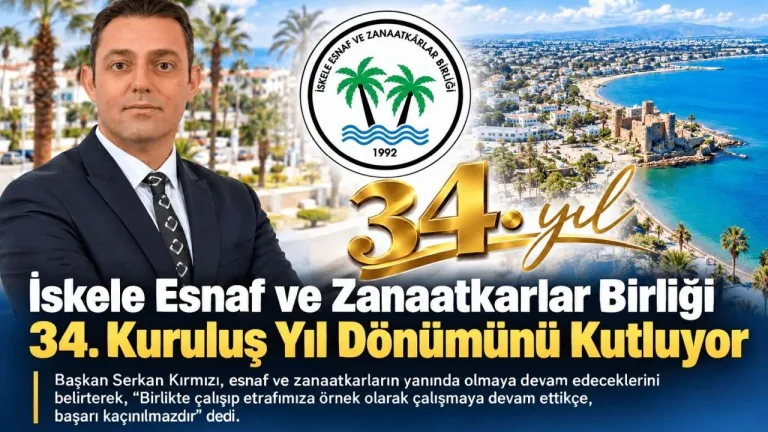 İskele Esnaf ve Zanaatkarlar Birliği'nin 34. yıl kutlamasına ait grup veya etkinlik görüntüsü
