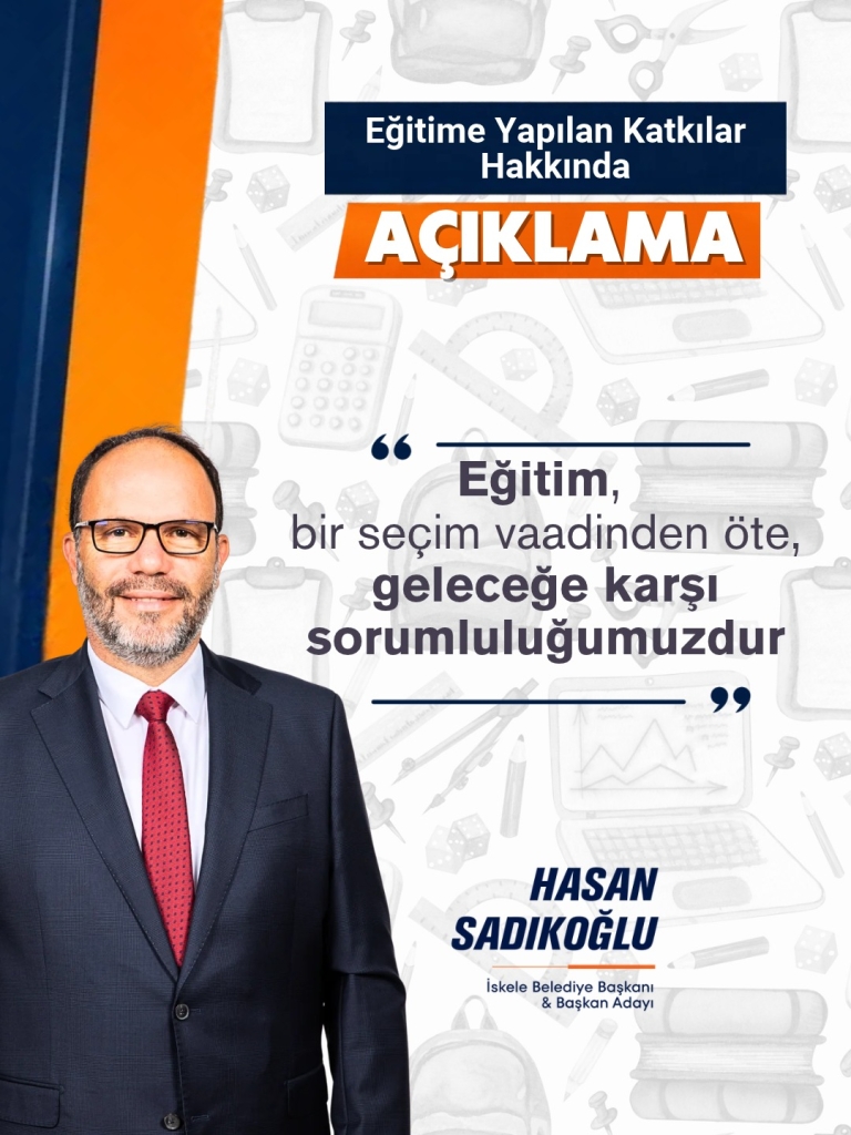 Sadıkoğlu konuşurken sınıf veya eğitimle ilgili bir ortamda görünür.