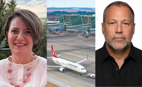Feribot veya uçuş iptali nedeniyle limanda bekleyen yolcular, valizleriyle sıra oluşturmuş halde bekliyor