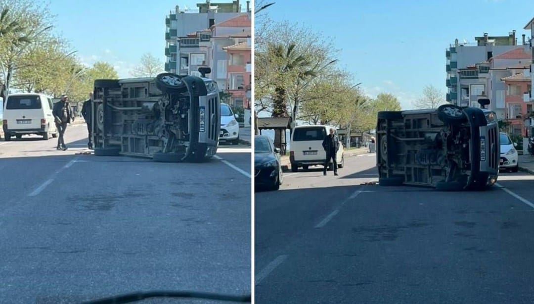 Otomobili ile başka bir araca çarptı, yan yattı – Son Dakika Türkiye Haberleri