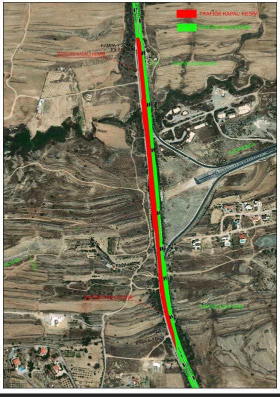 Lefkoşa – Girne ana yolunda çalışma nedeniyle trafik tek şeritten veriliyor – BRTK