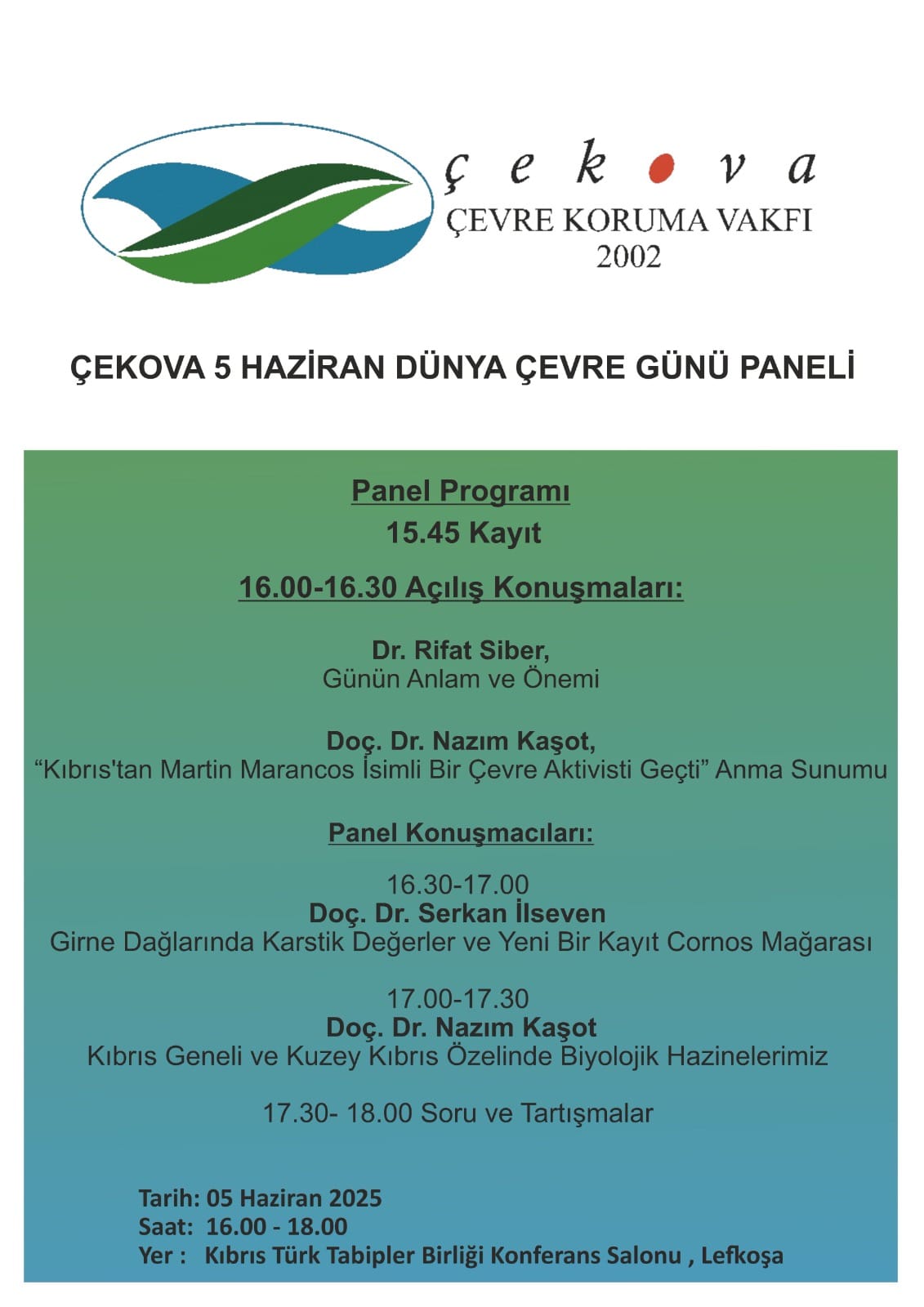 Çevre Koruma Vakfı, 5 Haziran Dünya Çevre Günü dolayısıyla panel düzenliyor – BRTK