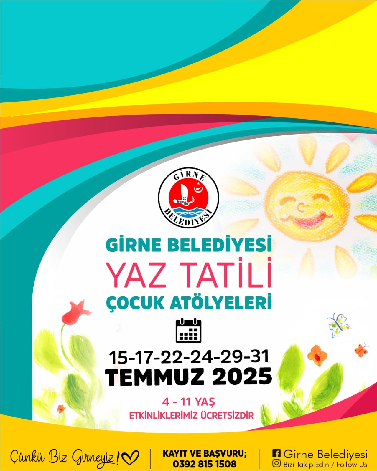 Girne Belediyesi, temmuz ayı boyunca çocuklara yönelik ücretsiz atölye çalışmaları düzenliyor – BRTK